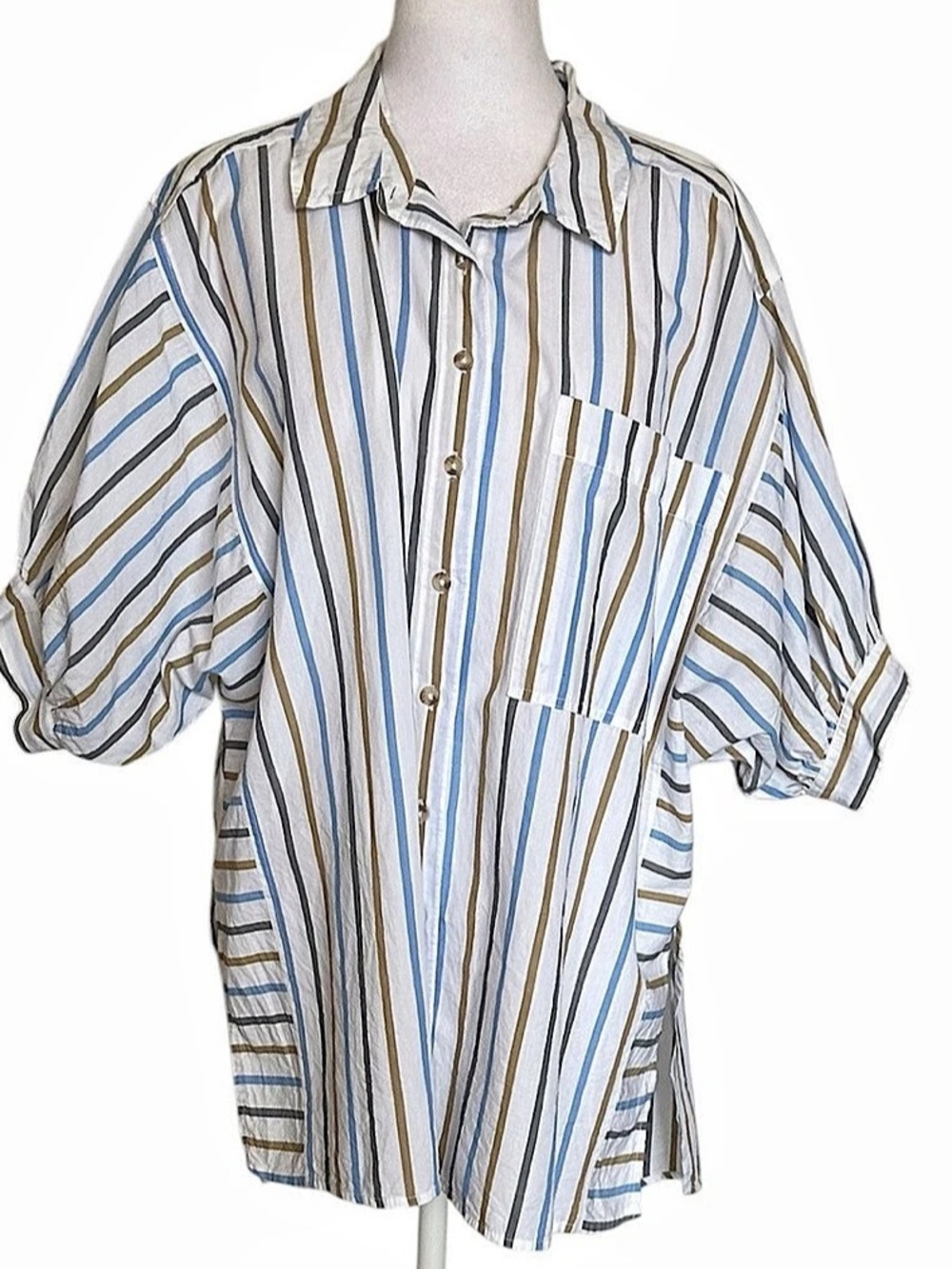 Anthropologie Pilcro Painter Oversized Button-Down Striped Top Women’s Size M